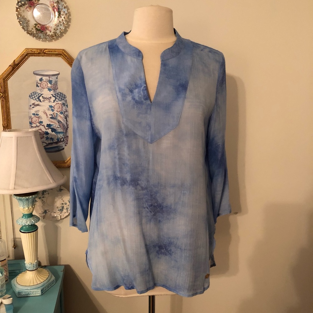 Ivanka Trump Blue Watercolor Tunic